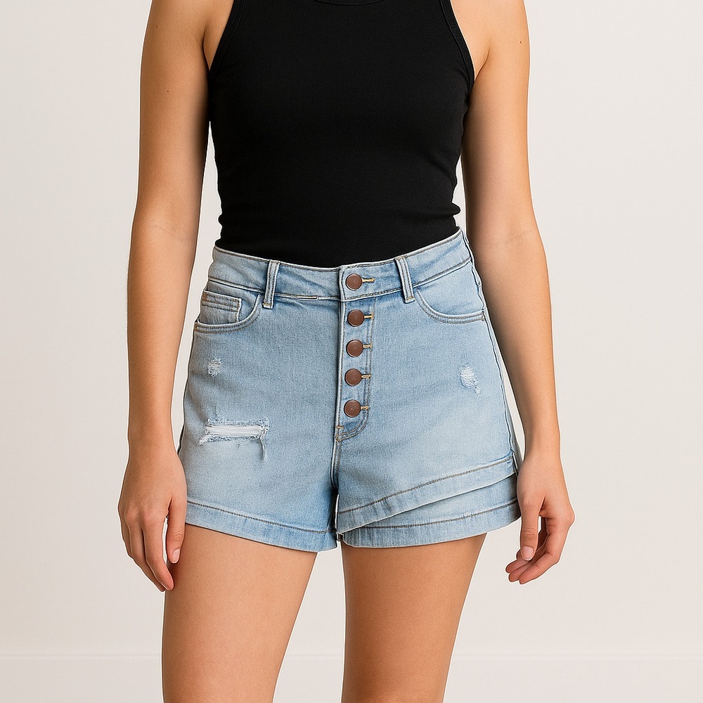 Simpl Young Stylish Light Blue Denim Women's Shorts